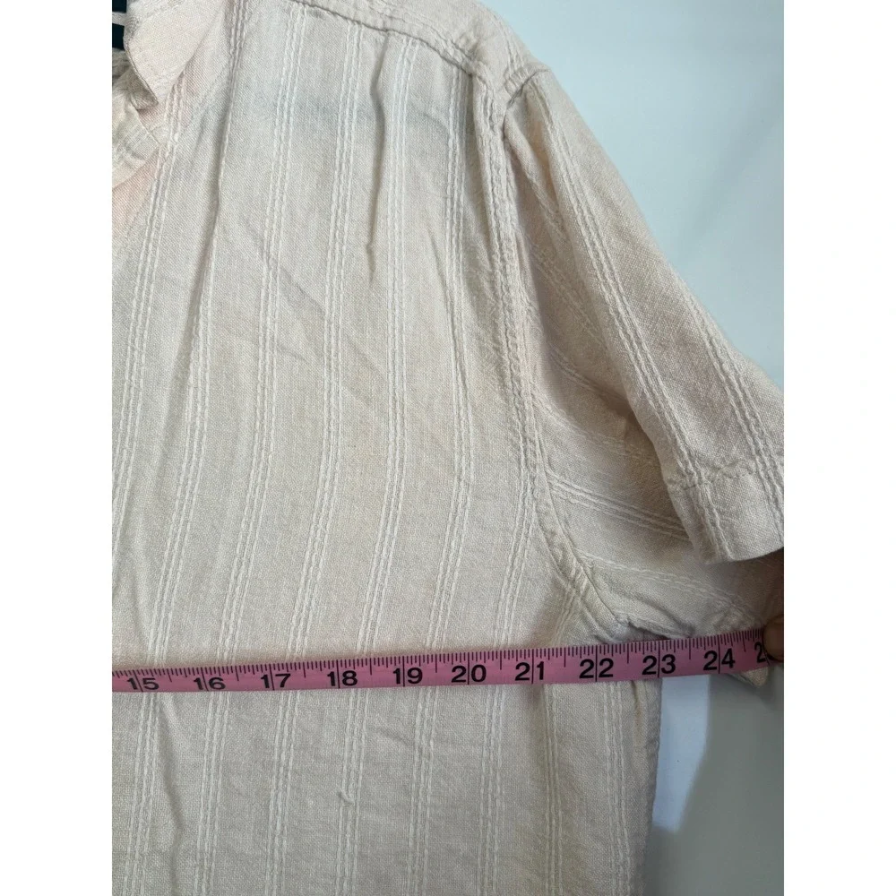 Banana Republic Mens Linen Blend Stripe Short Sleeve Shirt Beige Large Standard